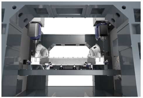 普拉迪大型一體化壓鑄車身結(jié)構(gòu)件加工設(shè)備，雙五軸龍門加工中心（5）